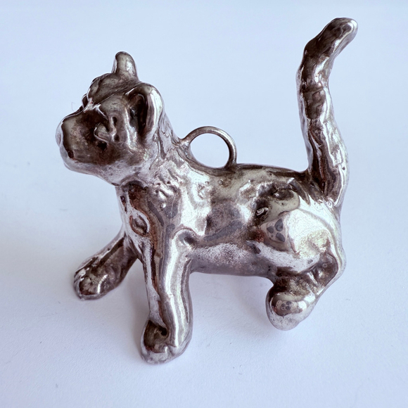 3D Standing Prancing Cat Kitten 925 Sterling Silver Pendant For Necklace 1.3" - Picture 2 of 8